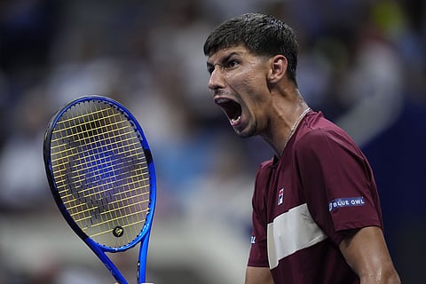 US Open 2024: Alexei Popyrin, of Australia, reacts after match against Novak Djokovic, of Serbia